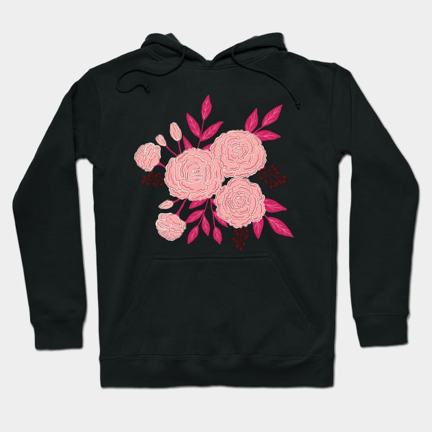 Delicate roses - Pink on white background Hoodie by Natalisa